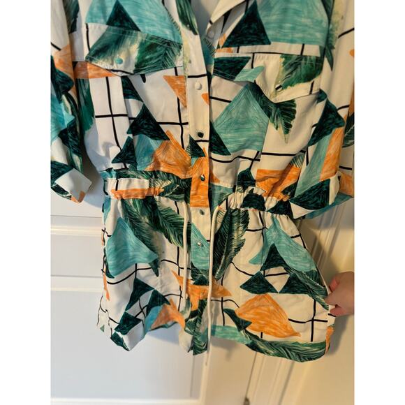 Bobbles & Lace Printed Romper Size Small Tropical Print Cruise Beach Summer - Picture 3 of 5